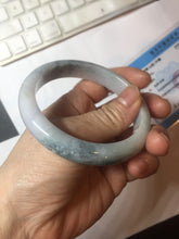 Load image into Gallery viewer, 58.4mm certified 100% natural Type A light green/purple white Snowy Pine Forest jadeite jade bangle J126-3074
