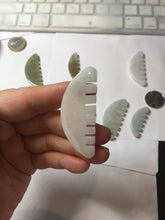 Load image into Gallery viewer, 100% Natural icy watery light green/gray Jadeite gua sha (刮痧) Jadeite jade Comb group E77 (Add on item! not sale individually)
