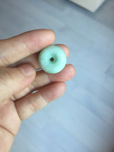 Load image into Gallery viewer, 20mm Type A 100% Natural Sunny green/white Jadeite Jade Safety Guardian Button donuts Pendant group PD10
