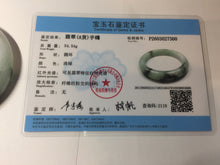 Load image into Gallery viewer, 56.5mm Certified Type A 100% Natural light purple white green with green floating flowers jadeite Jade bangle PB295-7300
