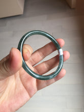 Load image into Gallery viewer, 56.7mm Certified Type A 100% Natura dark blue/green/gray/black Guatemala slim round cut Jadeite bangle PJ101-5614
