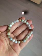 Load image into Gallery viewer, 7-7.6mm 100% natural type A green/white/yellow/brown jadeite jade beads bracelet KS90
