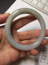Load image into Gallery viewer, 54.6mm certified 100% natural Type A light gray white purple round cut jadeite jade bangle AA120-4902
