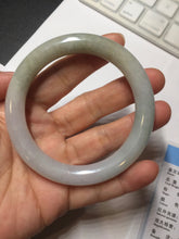 Load image into Gallery viewer, 54.6mm certified 100% natural Type A light gray white purple round cut jadeite jade bangle AA120-4902
