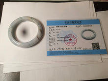 Load image into Gallery viewer, 57.7mm certified Type A 100% Natural light purple/white with green floating flowers Jadeite Jade bangle AY62-0442
