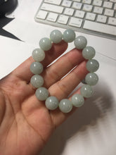Load image into Gallery viewer, 12mm size 50-54mm 100% natural type A light green white jadeite jade beads bracelet AZ191
