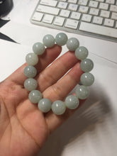 Load image into Gallery viewer, 12mm size 50-54mm 100% natural type A light green white jadeite jade beads bracelet AZ191
