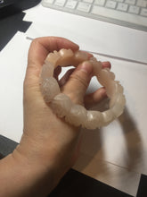 Load image into Gallery viewer, 60mm 100% natural light pink orange white Quartzite (Shetaicui jade) carved flowers bangle SY110
