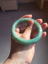Load image into Gallery viewer, 56mm 100% Natural type A green/gray carved flowers and golden-painted Jadeite Jade bangle PB249-5681
