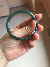 Load image into Gallery viewer, 54.1mm Certified Type A 100% Natural dark green/blue/gray with Guatemala slim round cut Jadeite bangle PJ99-2457
