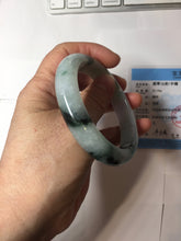 Load image into Gallery viewer, 56.5mm Certified Type A 100% Natural light purple white green with green floating flowers jadeite Jade bangle PB295-7300
