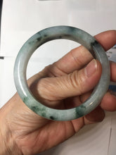 Load image into Gallery viewer, 56.5mm Certified Type A 100% Natural light purple white green with green floating flowers jadeite Jade bangle PB295-7300
