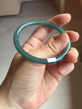 Load image into Gallery viewer, 56.5mm Certified Type A 100% Natura dark blue/green/gray/black Guatemala slim round cut Jadeite bangle PJ98-2453
