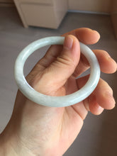 Load image into Gallery viewer, 53.5mm certified 100% natural Type A light green/white/ round cut jadeite jade bangle BS10-9563
