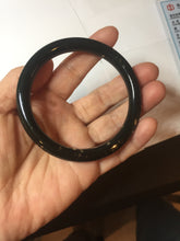 Load image into Gallery viewer, 58.5mm 100% Natural dark green/black meteorite Stellar Night sky round cut nephrite bangle HF105-8794
