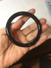 Load image into Gallery viewer, 58.5mm 100% Natural dark green/black meteorite Stellar Night sky round cut nephrite bangle HF105-8794
