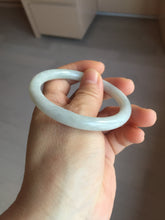 Load image into Gallery viewer, 53.5mm certified 100% natural Type A light green/white/ round cut jadeite jade bangle BS10-9563

