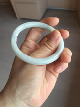 Load image into Gallery viewer, 53.5mm certified 100% natural Type A light green/white/ round cut jadeite jade bangle BS10-9563
