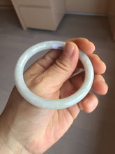 Load image into Gallery viewer, 53.5mm certified 100% natural Type A light green/white/ round cut jadeite jade bangle BS10-9563
