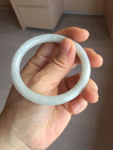Load image into Gallery viewer, 53.5mm certified 100% natural Type A light green/white/ round cut jadeite jade bangle BS10-9563
