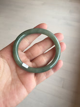Load image into Gallery viewer, 50.5mm certificated Type A 100% Natural dark green/gray round cut oval Jadeite Jade bangle BK47-2879

