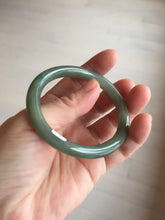 Load image into Gallery viewer, 50.5mm certificated Type A 100% Natural dark green/gray round cut oval Jadeite Jade bangle BK47-2879
