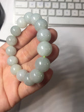 Load image into Gallery viewer, 12mm size 50-54mm 100% natural type A light green white jadeite jade beads bracelet AZ191
