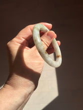 Load image into Gallery viewer, 54.5mm Certified type A 100% Natural light green brown with floating Osmanthus flowers Jadeite bangle PB247-(2795)
