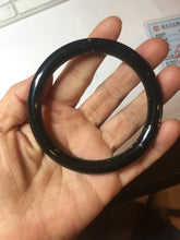 Load image into Gallery viewer, 58.5mm 100% Natural dark green/black meteorite Stellar Night sky round cut nephrite bangle HF105-8794
