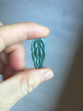 Load image into Gallery viewer, 100% natural type A icy watery dark green blue gray black Guatemala jadeite leaf pendant BP184-6
