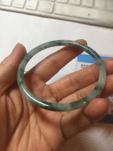 Load image into Gallery viewer, 57.8mm Certified type A 100% Natural light green with green floating flowers round cut Jadeite bangle J129-3397
