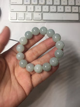 Load image into Gallery viewer, 12mm size 50-54mm 100% natural type A light green white jadeite jade beads bracelet AZ191
