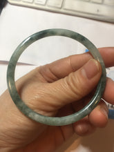 Load image into Gallery viewer, 57.8mm Certified type A 100% Natural light green with green floating flowers round cut Jadeite bangle J129-3397
