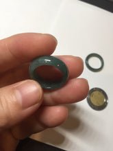 Load image into Gallery viewer, 14.5mm 3 1/2 100% natural type A icy watery green/blue Guatemala jadeite jade band ring BP67
