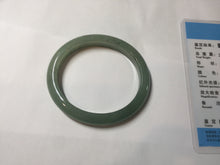 Load image into Gallery viewer, 49mm Certified Type A 100% Natural Oily Dark Green Gray Black(油青) Oval Jadeite Jade Bangle PE102-7125
