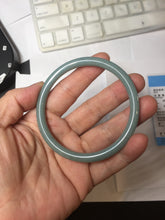 Load image into Gallery viewer, 59mm Certified Type A 100% Natural Light Blue Green Gray Ru Kiln Sky Celadon Blue (汝窑天青蓝) Guatemala Jadeite Jade Slim Round Bangle BS160-8651

