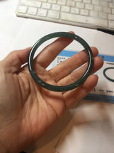 Load image into Gallery viewer, 60mm Certified Type A 100% Natural dark green/blue/gray with Guatemala slim round cut Jadeite bangle PE49-7058
