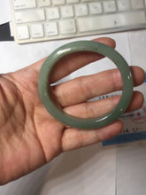 Load image into Gallery viewer, 49mm Certified Type A 100% Natural Oily Dark Green Gray Black(油青) Oval Jadeite Jade Bangle PE102-7125
