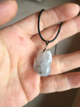 Load image into Gallery viewer, 100% natural type A icy watery black/white/clear(冰乌鸡)/light green(冰绿乌鸡) jadeite fox pendant necklace AA123
