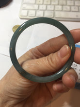 Load image into Gallery viewer, 54mm Certified Type A 100% Natural dark green/blue/gray with Guatemala slim round cut Jadeite bangle PE50-7019
