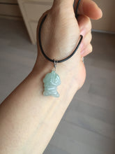 Load image into Gallery viewer, 100% natural type A icy watery light green white purple jadeite little alien hero pendant PF74
