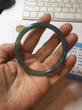 Load image into Gallery viewer, 54mm Certified Type A 100% Natural dark green/blue/gray with Guatemala slim round cut Jadeite bangle PE50-7019
