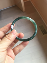 Load image into Gallery viewer, 55mm Certified Type A 100% Natural dark green/blue/gray with Guatemala slim round cut Jadeite bangle PJ94-2434
