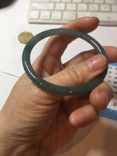 Load image into Gallery viewer, 54mm Certified Type A 100% Natural dark green/blue/gray with Guatemala slim round cut Jadeite bangle PE50-7019
