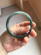 Load image into Gallery viewer, 55mm Certified Type A 100% Natural dark green/blue/gray with Guatemala slim round cut Jadeite bangle PJ94-2434
