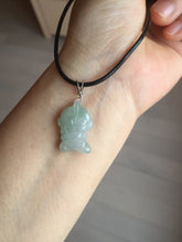 Load image into Gallery viewer, 100% natural type A icy watery light green white purple jadeite little alien hero pendant PF74

