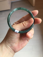 Load image into Gallery viewer, 55mm Certified Type A 100% Natural dark green/blue/gray with Guatemala slim round cut Jadeite bangle PJ94-2434
