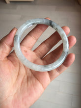 Load image into Gallery viewer, 58.5mm certificated Type A 100% Natural icy watery light green/white with dark green floating flowers Chinese ink painting round cut Jadeite Jade bangle PB126-7352

