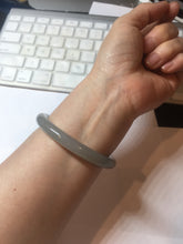 Load image into Gallery viewer, 52.8mm certified 100% Natural icy watery light gray black smoky purple(烟紫) nephrite bangle HN119-0101
