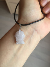 Load image into Gallery viewer, 100% natural type A icy watery light green white purple jadeite little alien hero pendant PF74
